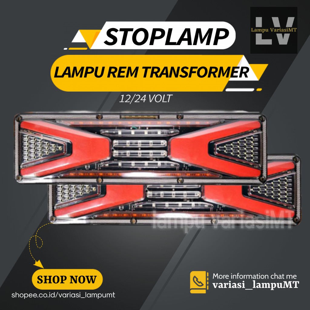 Lampu Variasi Stop Lamp LED Stoplamp Rem Belakang Truk Sein Running Truck Transformer  12 24 Volt