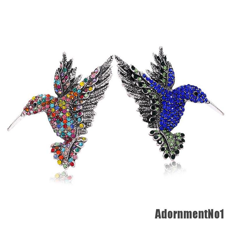 (Adornmentno1) 1pc Bros Pin Desain Burung Kolibri Hias Kristal Berlian Imitasi Untuk Wanita