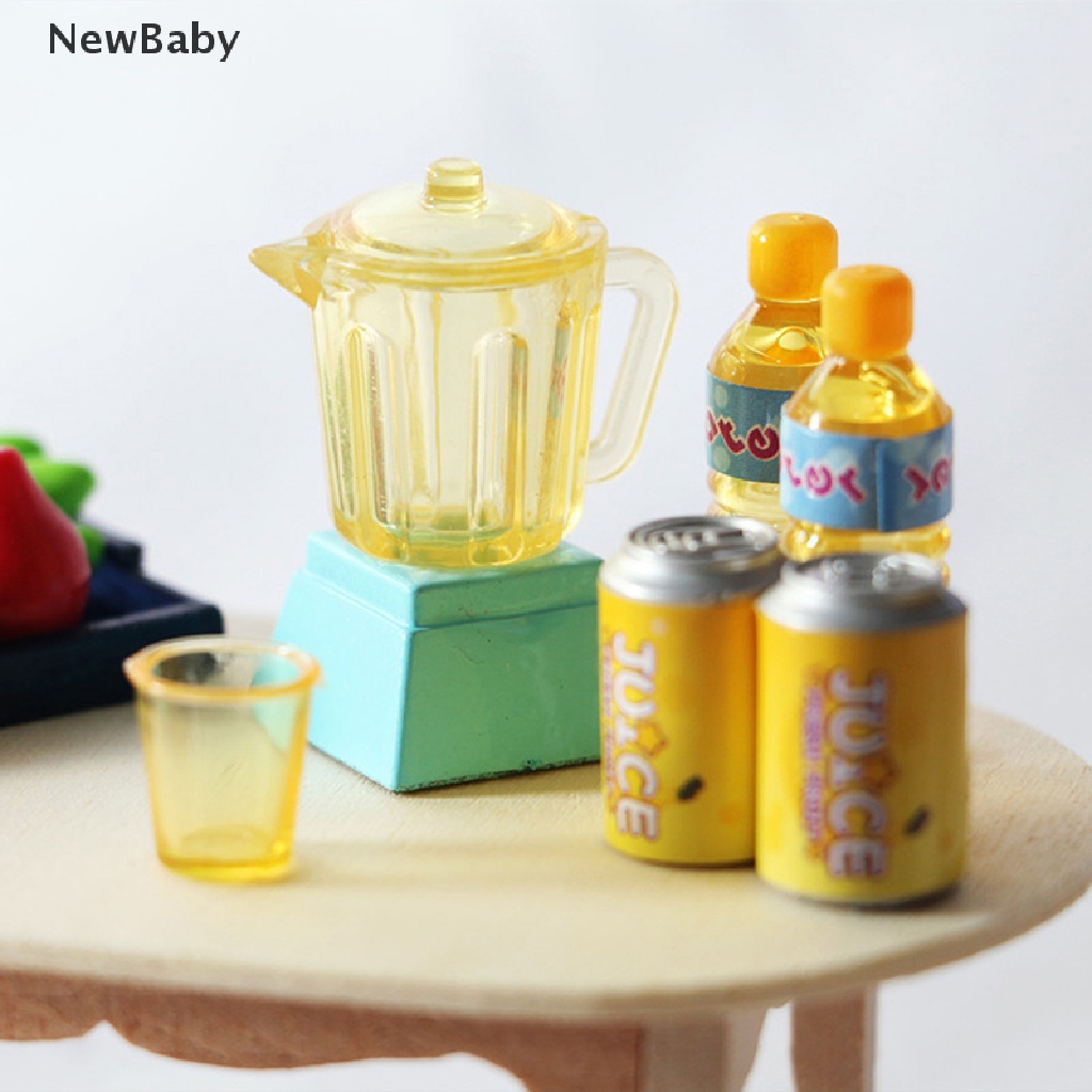 Newbaby 6Pcs / Set Mainan Miniatur Minuman Jus Skala 1: 12 Untuk Aksesoris Dapur Rumah Boneka