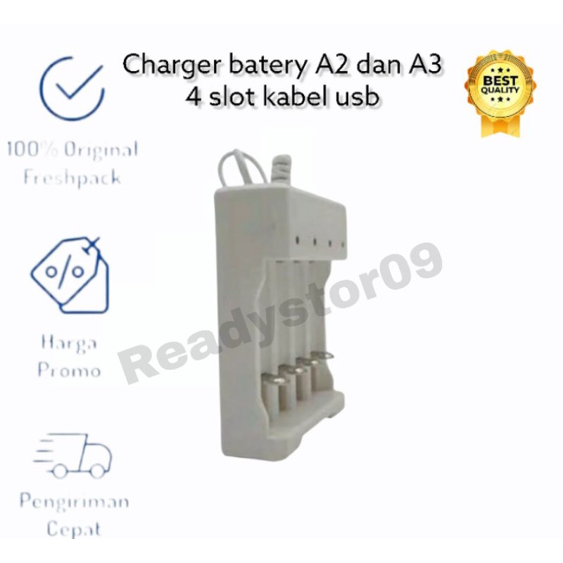 Alat cas batre / charger baterai cas rechargeable 4slot battery AA AAA