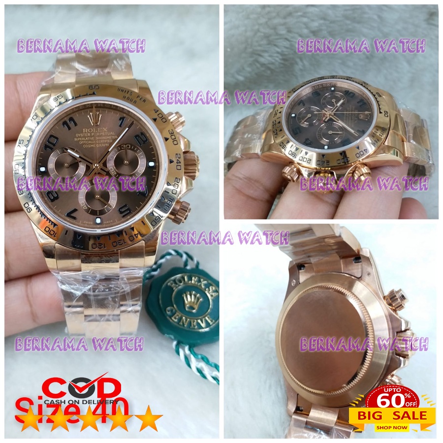 NEW JAM PRIA ROLEX DAYTONA SERI JH SWISS ETA BOX ORI WARRANTY 1 YEAR