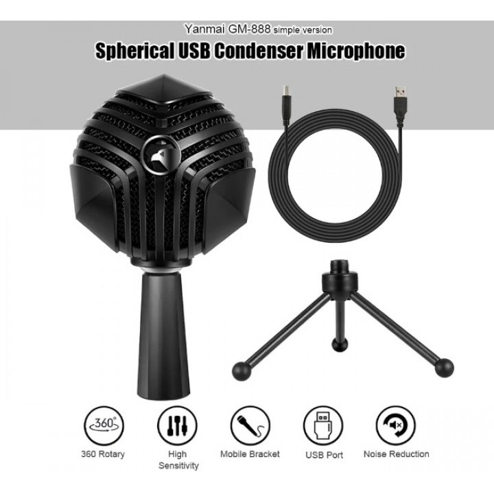 YANMAI GM-888 USB Wired Spherical Directional Condenser Microphone