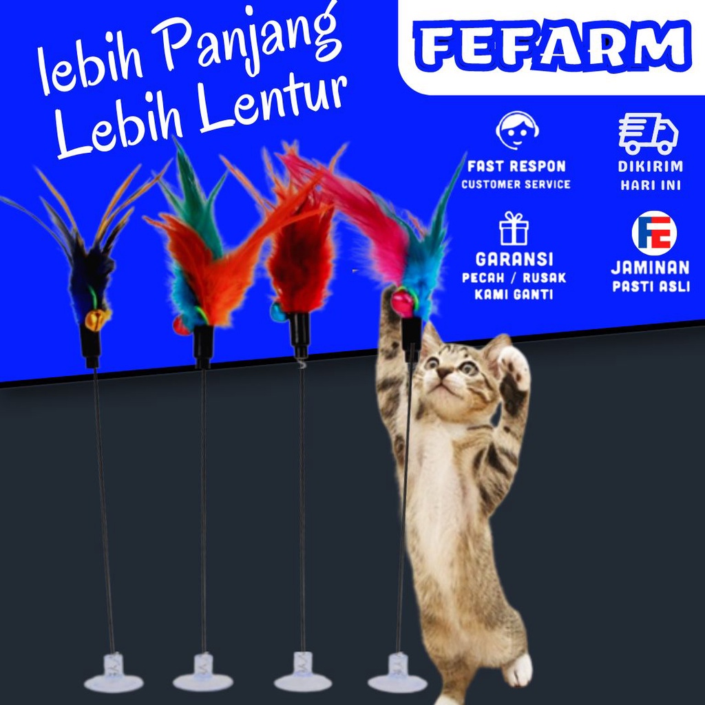 Tongkat Bulu Pancing Mainan Kucing Murah Cat Toy Toys Stik Untuk Interaktif Pet Lonceng Teaser FISHING CAT ROD Cats Krincing FEFARM