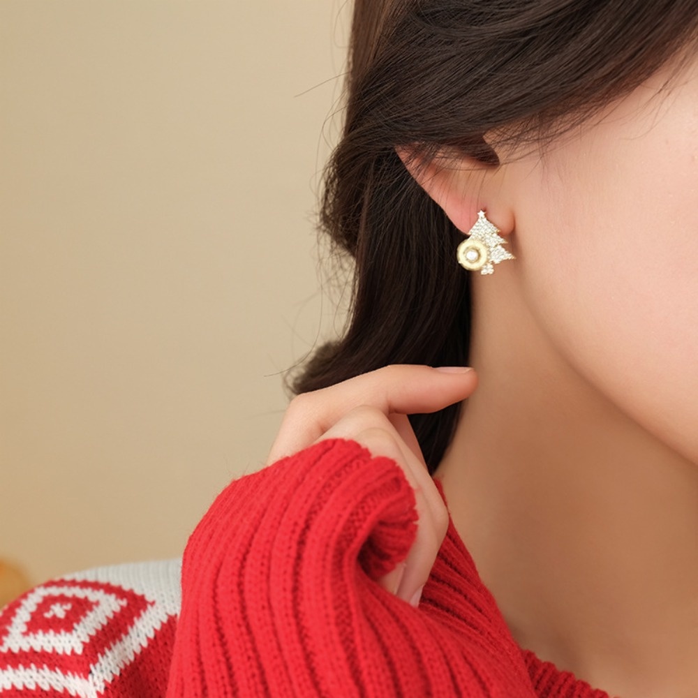 Mxbeauty Anting Pohon Natal Mewah Gaya Korea Anting Hadiah Anting Menjuntai Yang Dapat Diputar Snowflake Gadis Wanita Anting Pejantan