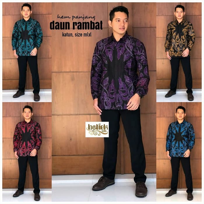 Batik Couple Gamis Muslim Wanita Original Solo Hem Daun Rambat