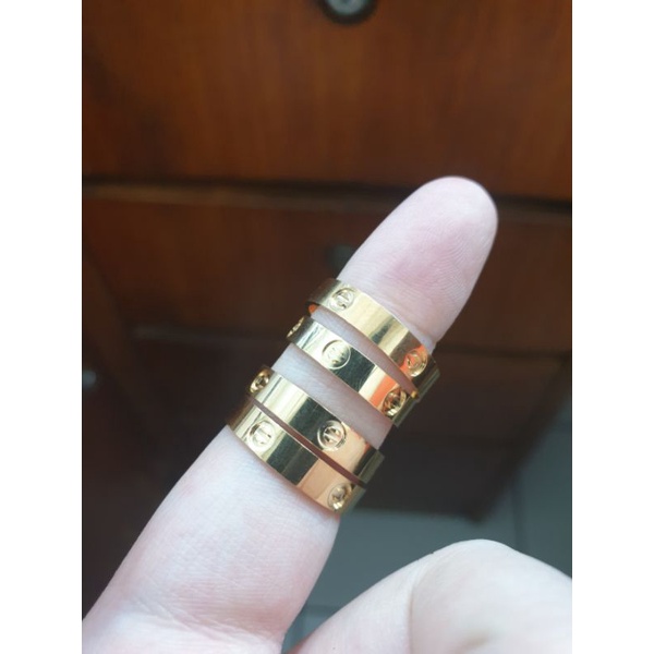 Cincin kartir polos emas asli 700 70% cowok cewek pria wanita unisex