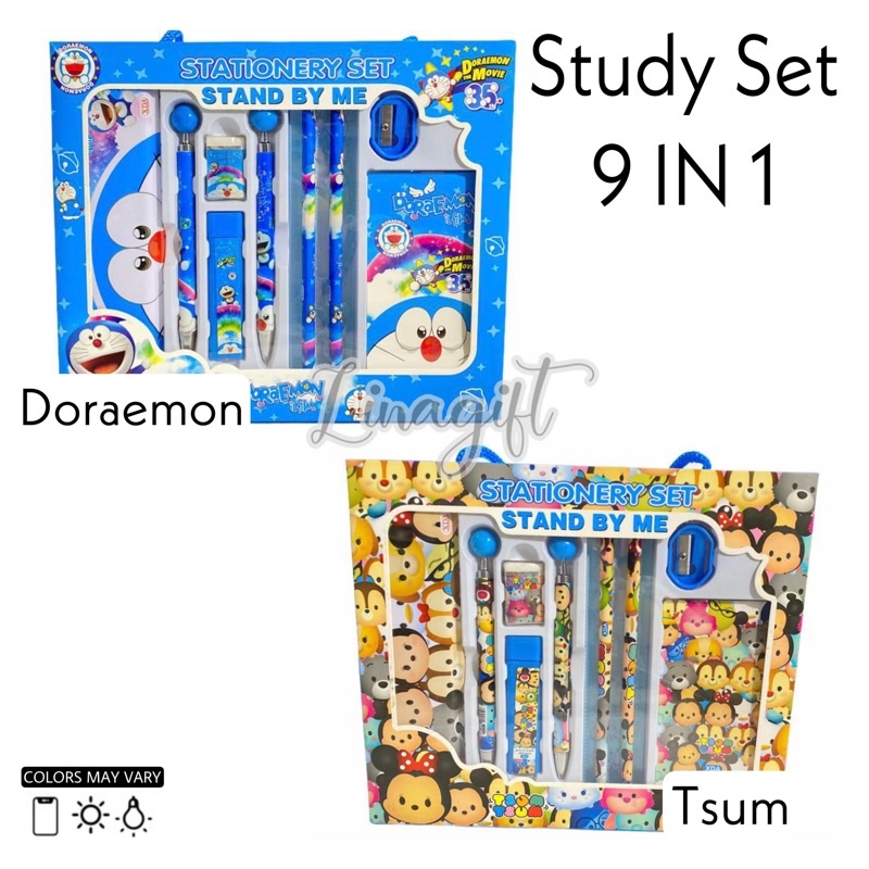 STUDY STATIONERY SET - PAKET ALAT TULIS SEKOLAH KARAKTER / SOUVENIR ULANG TAHUN ANAK 3 IN 1, 5 IN 1, 6 IN 1, 7 IN 1, BTS BT21