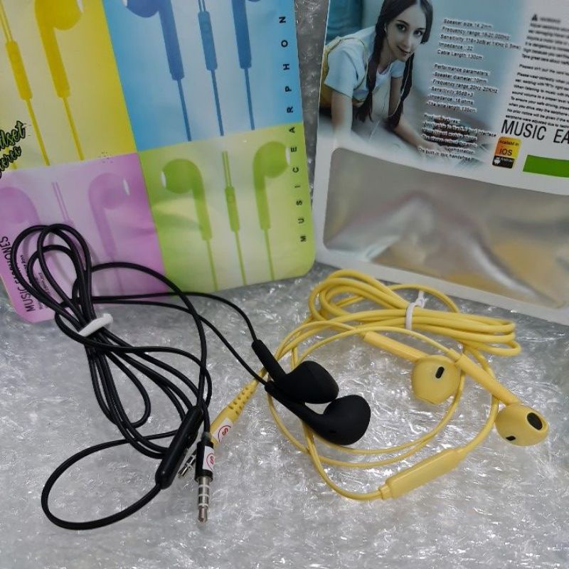 Headset handsfree headphone earphone macaron warna warni U19 (packing plastik)