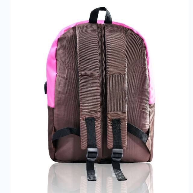 GEHU Tas Ransel Wanita Kekinian Tas Ransel Cewek Tas Ransel Sekolah SMP SMA Warna Pink Kombinasi Hitam