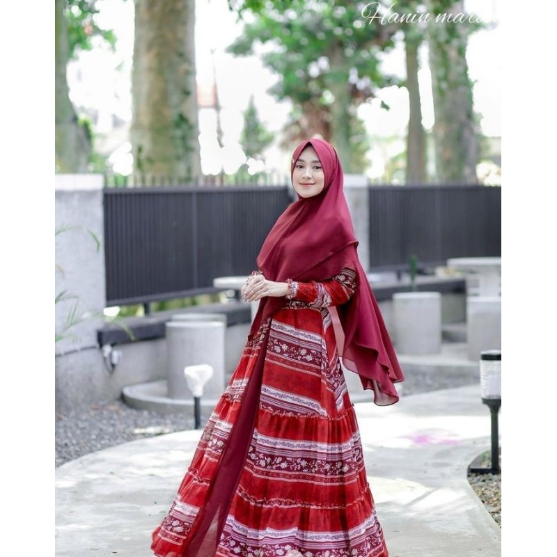 Hanin Dress set Khimar By Arraffa Syari