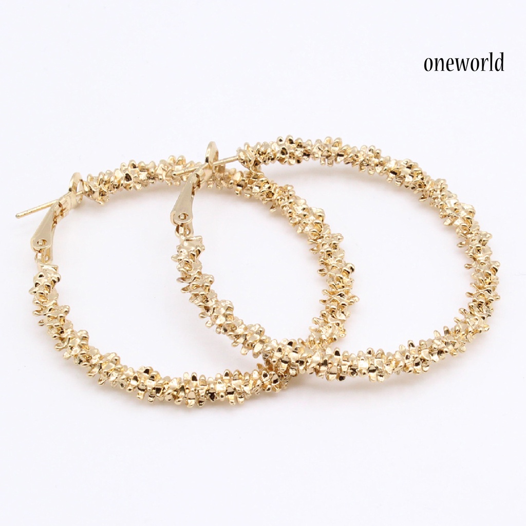 OW# 1Pair Hoop Earrings Lightweight Fashion Alloy Irregular Knotted Round Circle Hoop Earrings for Women