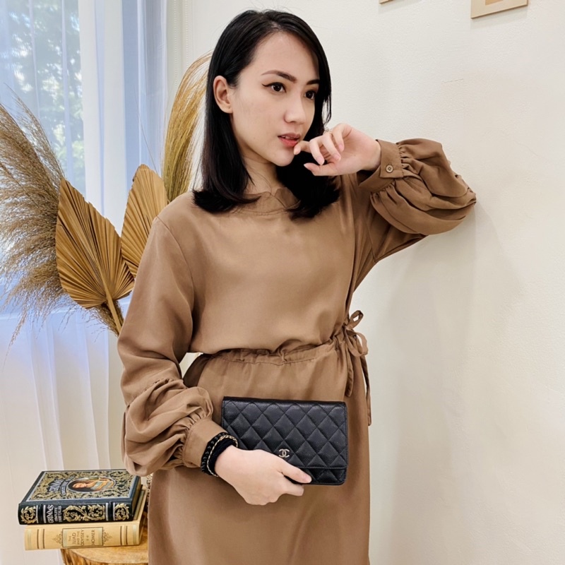 Alice Midi Dress - Terusan Wanita Lengan Panjang / Baju Terusan  Polos Untuk Kantor / Dress Perempua