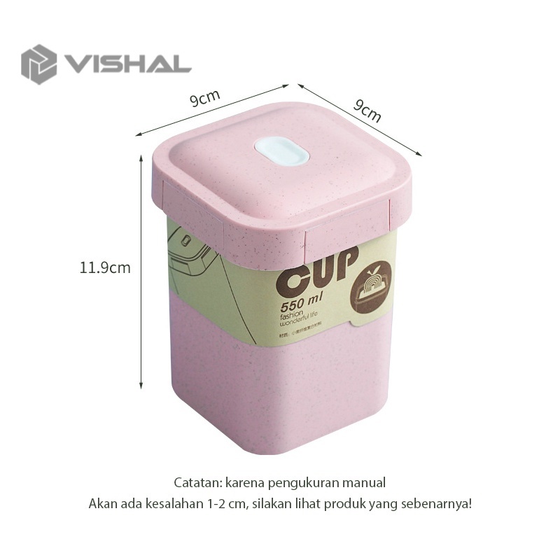 VISHAL Cangkir Sup 550ml /Anti Bocor Tumpah Portable Sop Cup /Dapat dipanaskan VS-60