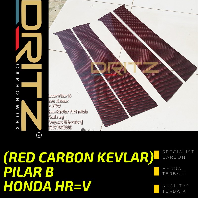 Carbon Cover PILAR B RED CARBON KEVLAR HONDA HRV Aksesoris Eksterior Karbon Merah