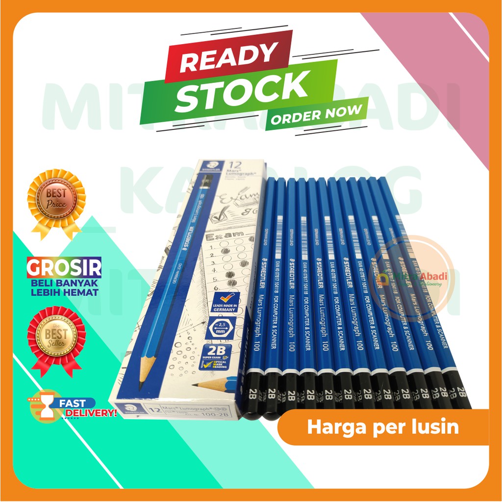 

(3 PCS) PENSIL 2B STAEDTLER FOR COMPUTER UJIAN UAN UAS ASPD