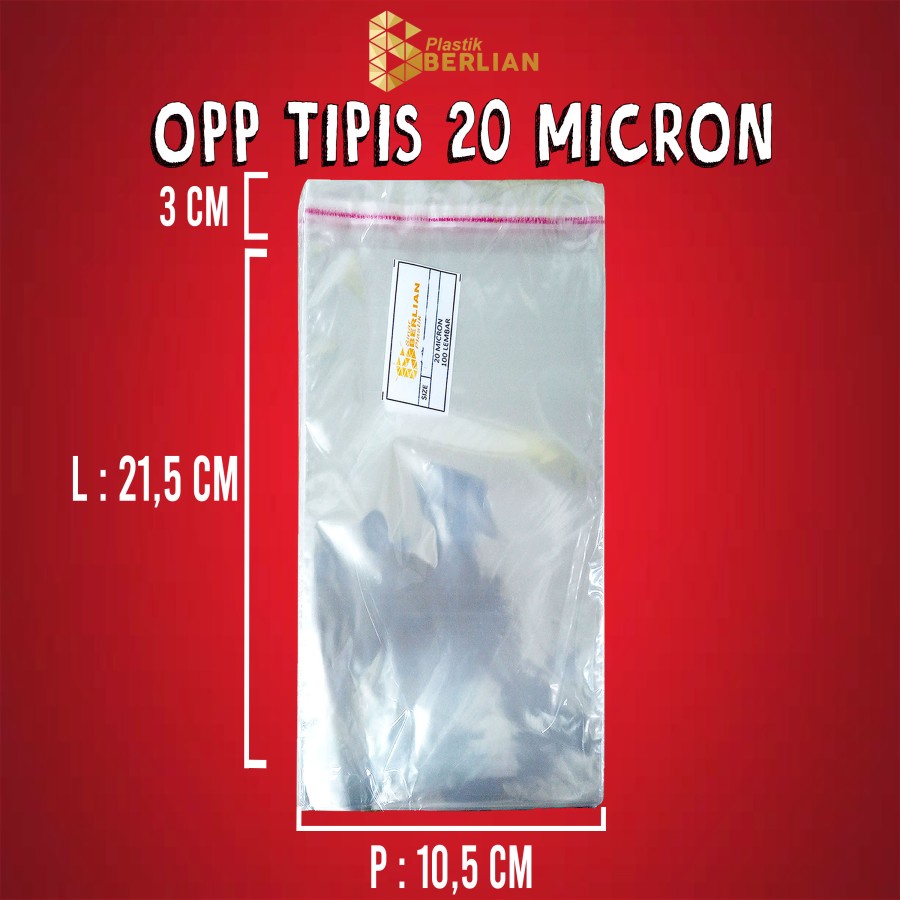 

10,5 x 21,5 cm Plastik OPP TIPIS (100 lbr) (lem/seal)