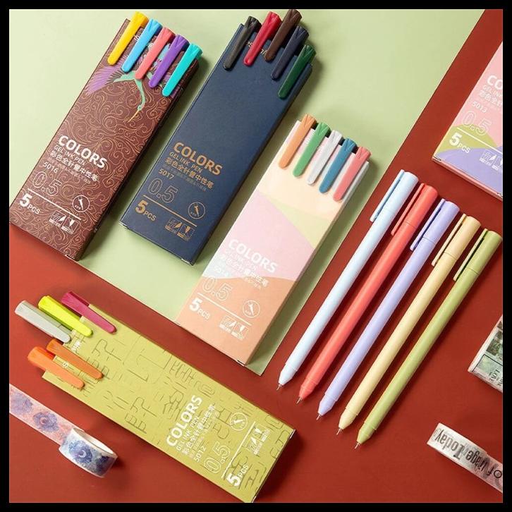 

Morandi Macaron Resun Pastel Colors Gel Pen Set 5 Pcs
