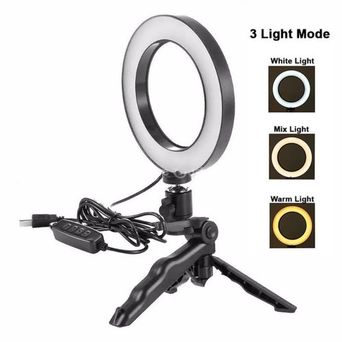 Ring Light 16cm Tripod Mini Ball Head Ringlight Livestreamer Selfie Make Up Vlog Tiktok