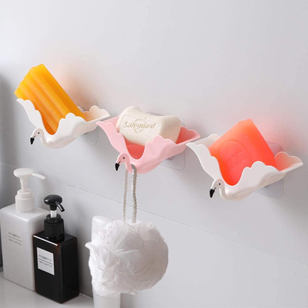 Rak Kotak Sabun Model Gantung Dinding Motif Flamingo Untuk Kamar Mandi