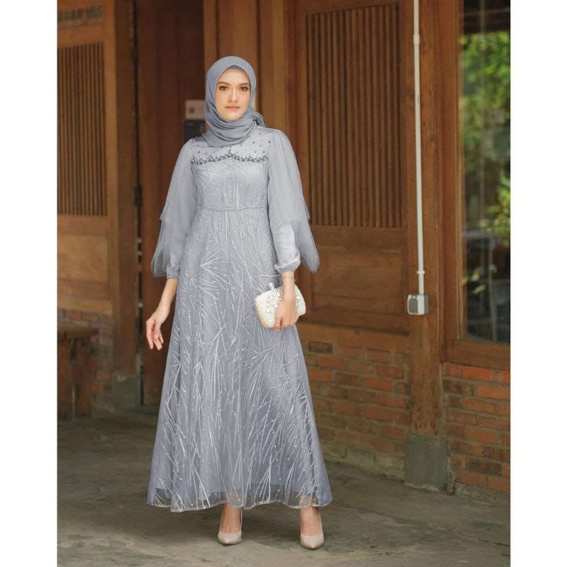 MURAHLEBAY.....LUNA DRESS BROKAT TILE/FASHION WANITA MUSLIM