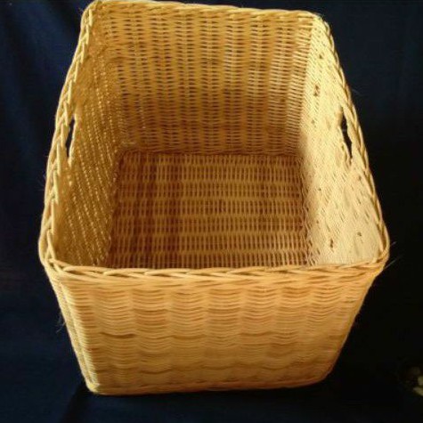 Keranjang rotan persegi panjang laci penyimpanan barang kranjang binatu rotan asli bukan sintetis 34x22x21 cm