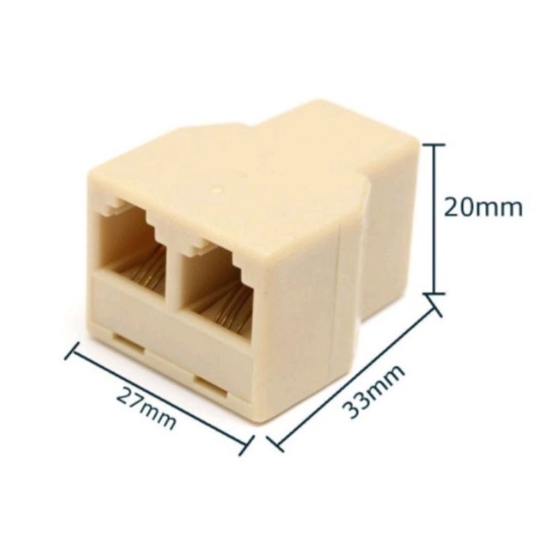 Barel Splitter Telepon RJ11 1 to 2 Telephone Phone Fax Jack Line Splitter Adapter Connector Female