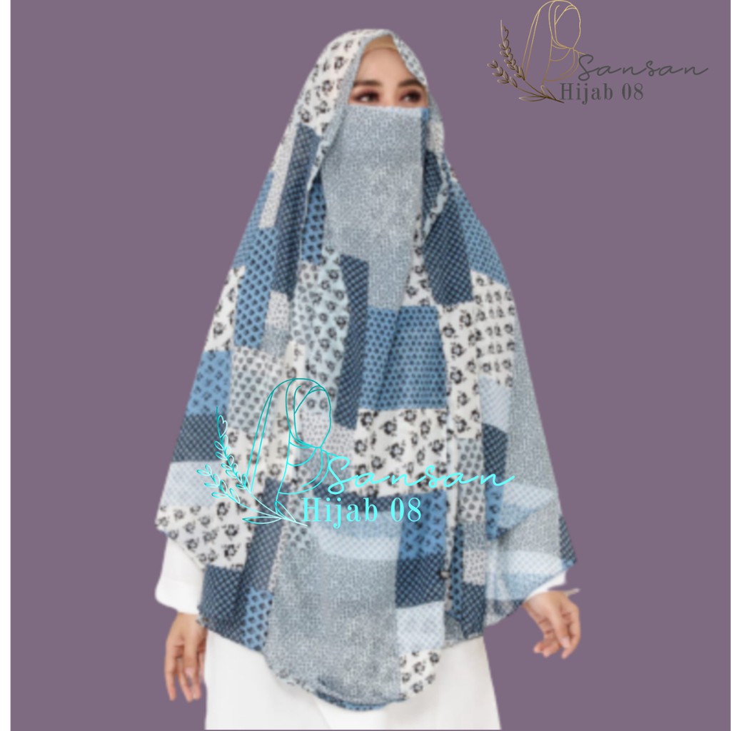 Khimar MOTIF Hijab Jilbab Kerudung Syari Niqob Ceruty Premium Babydoll 2Layer