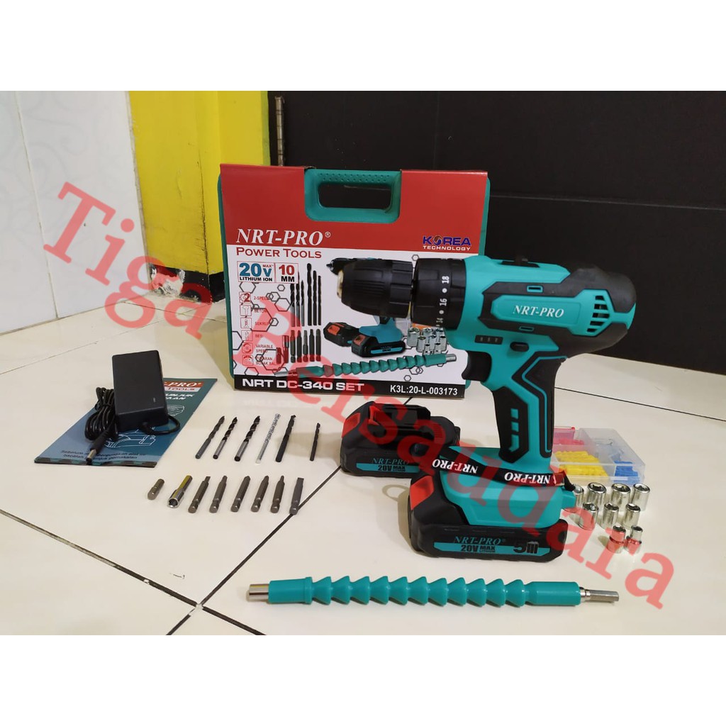 Bor Cas NRT PRO DC-340 SET 20 V 10 MM / Bor Beton Baterai Cordless