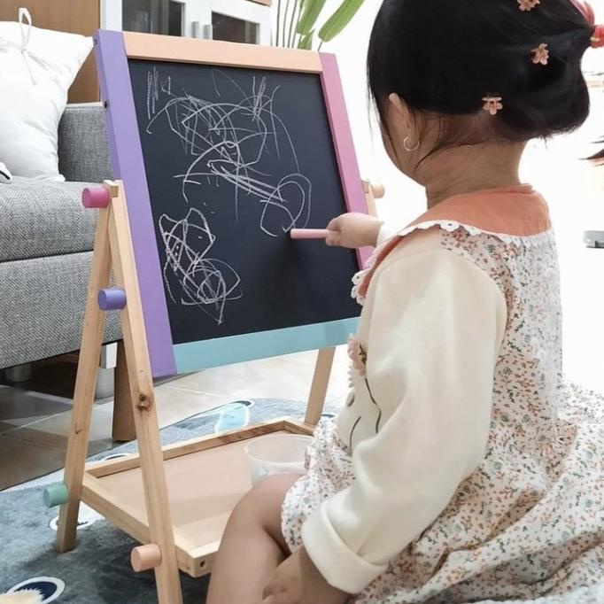 MenKay 2 in 1 Drawing Board | Papan Tulis Anak Dapat Kapur & Spidol