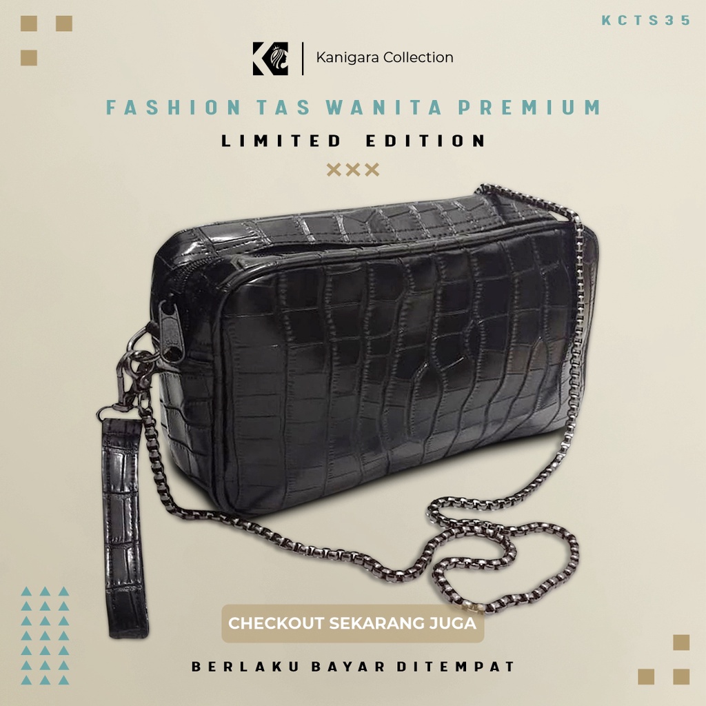 Tas Hp Selempang Kerja Kantor Kecil Kulit Rantai Wanita Cewek Remaja Croco branded Terbaru KCTS35