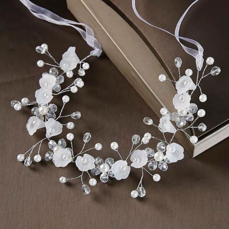hairpiece hijab headpiece rambut pengantin aksesoris pesta wedding flower crown bridal tiara HPC0216