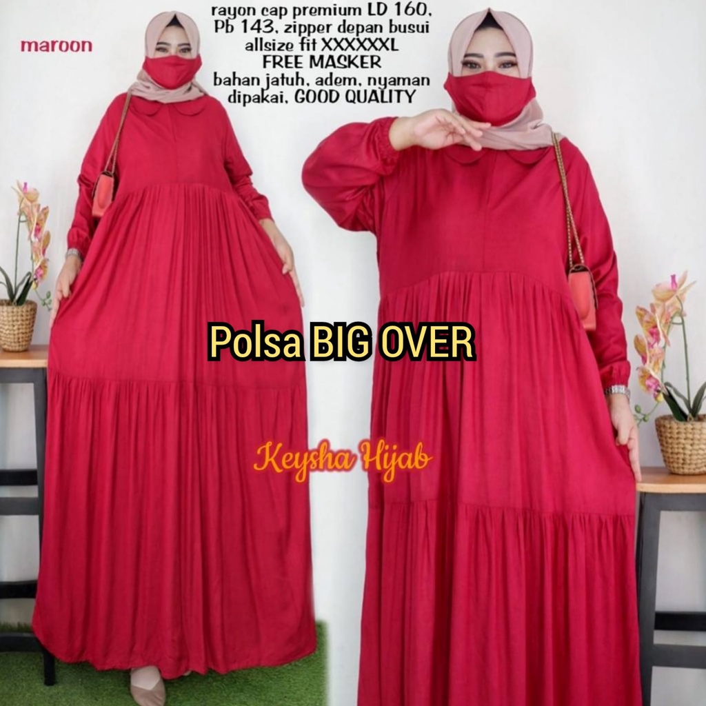 polsa gamis maxy maxi dress dres pakaian baju syari longdress besar polos super jumbo over big size 
