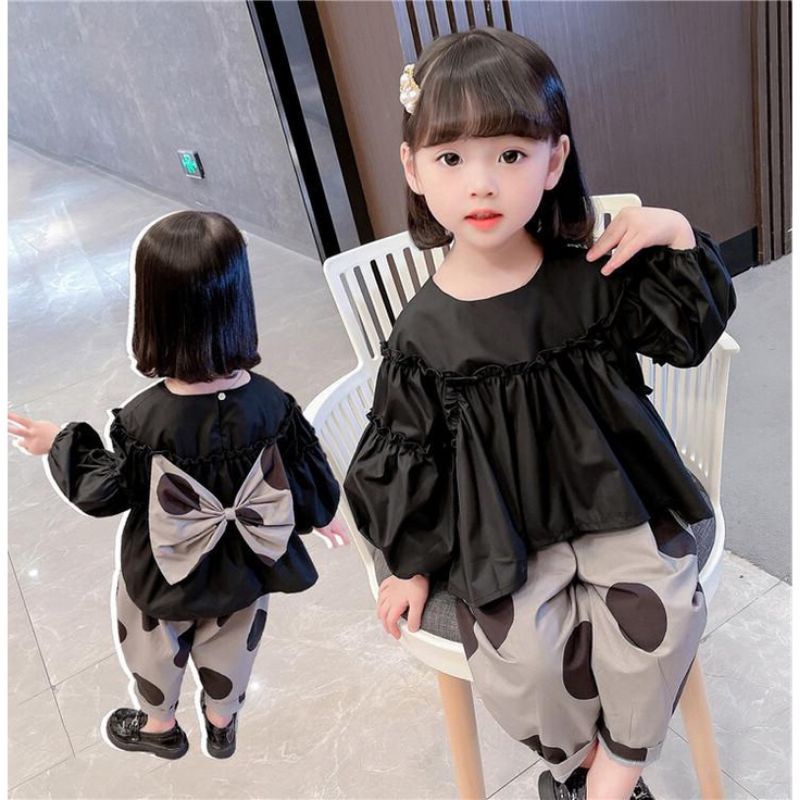 Baju dress Setelan anak bayi perempuan import Termurah Hitam