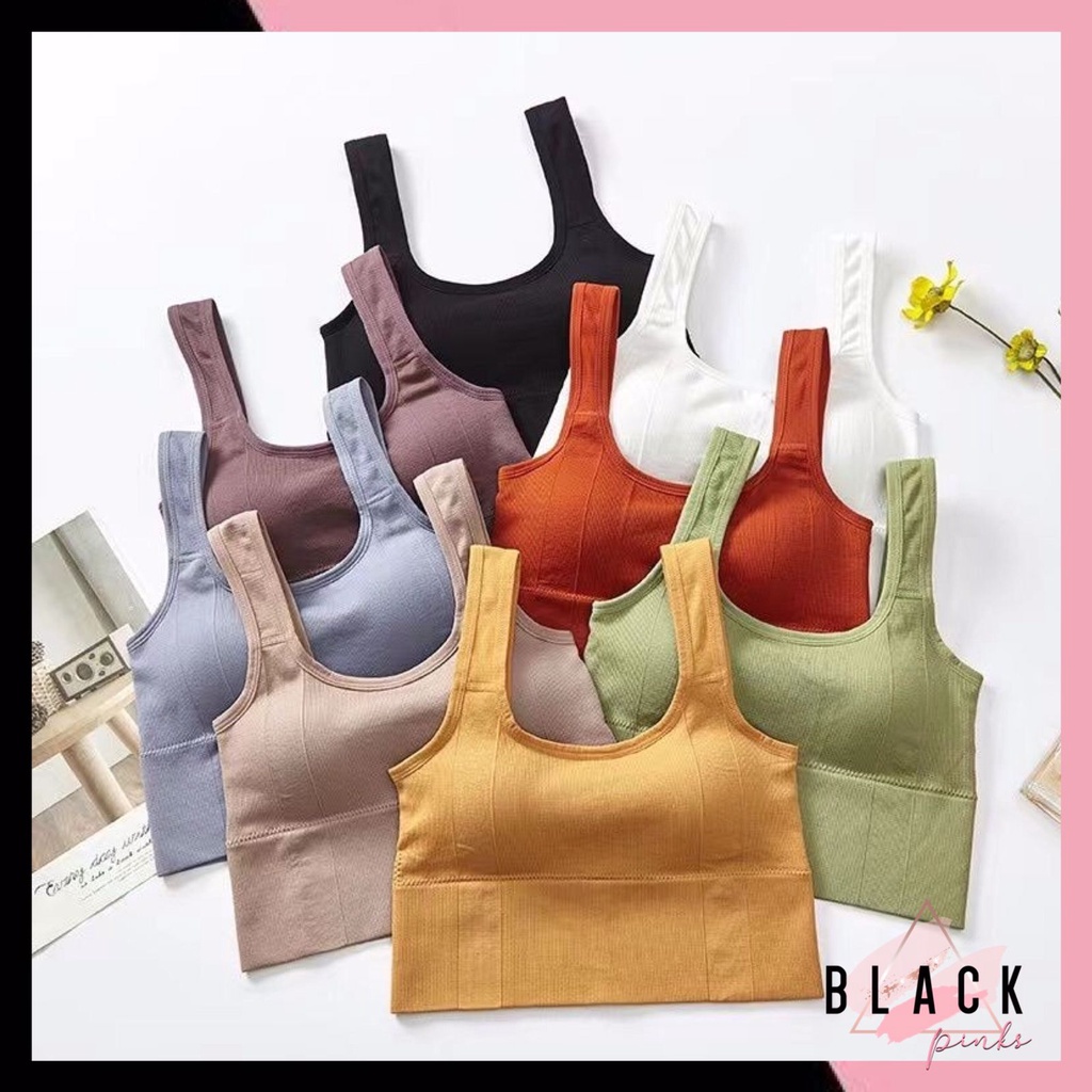 Blackpink Sport Bra BH Olahraga Pakaian Dalam Wanita Bra bh Sport Yoga Gym Lari Wanita COD 1179