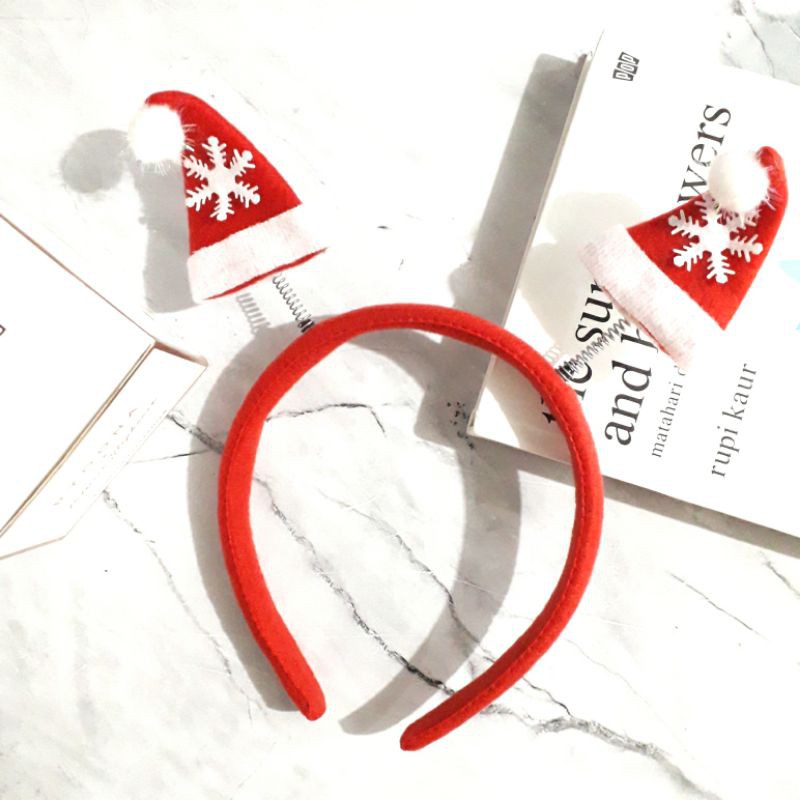 Bando Christmas / bando headband tema natal xmas bentuk rusa topi santa / erikajewelry bando fashion