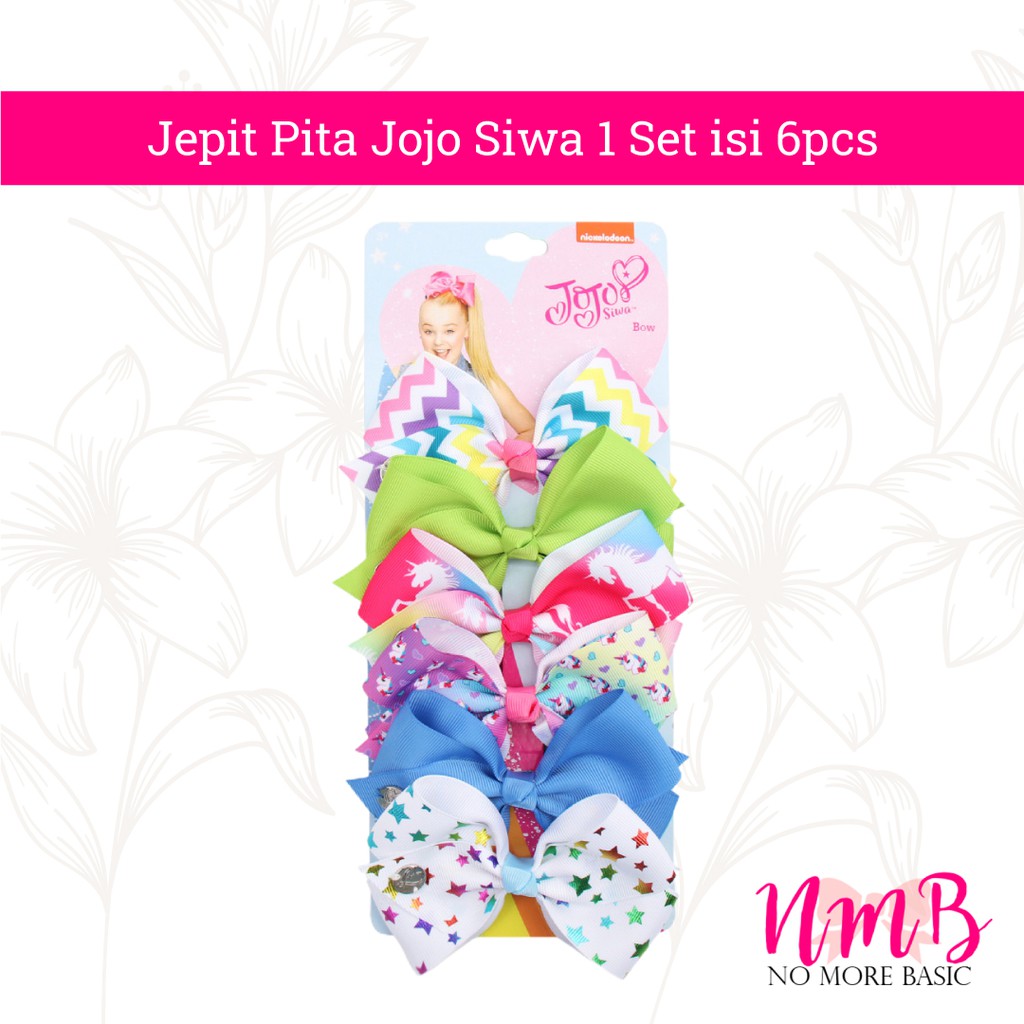 Jepitan Rambut Anak Perempuan Korea Jepit Pita Jojo Siwa 1 Set isi 6pcs Jepit Rambut Anak Motif Lucu