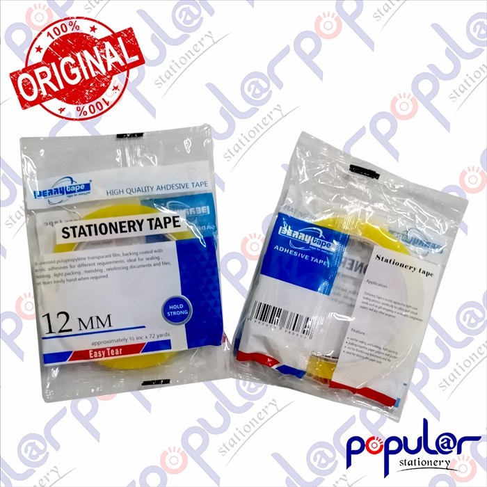 

Isolasi / Selotip Bening Berry | 12 MM (1/2 Inch) x 72 Yard