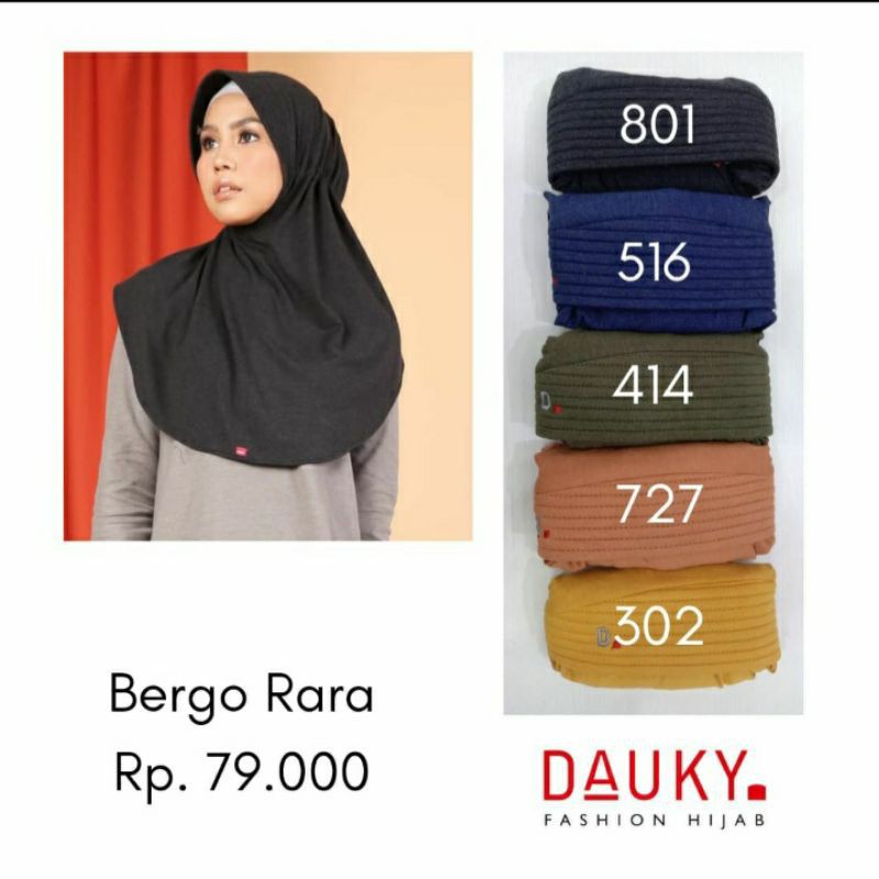 BERGO RARA DAUKY Hijab Instan Polos Serut Belakang
