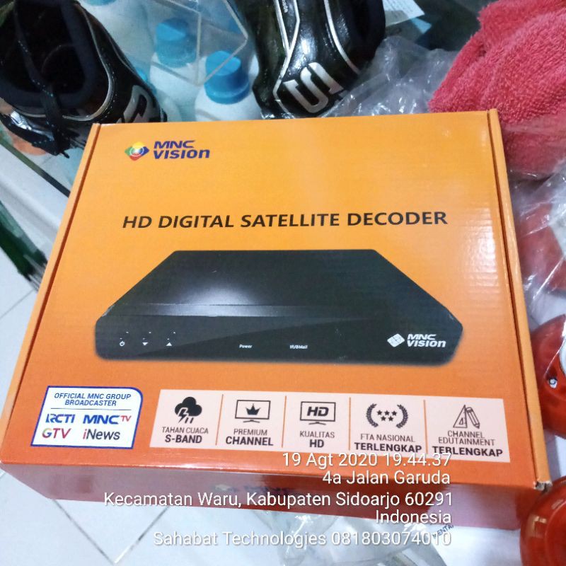 Decoder HD MNC Vision+Kartu Tanyang+Remote+Adaptor+Kabel HDMi+Battery
