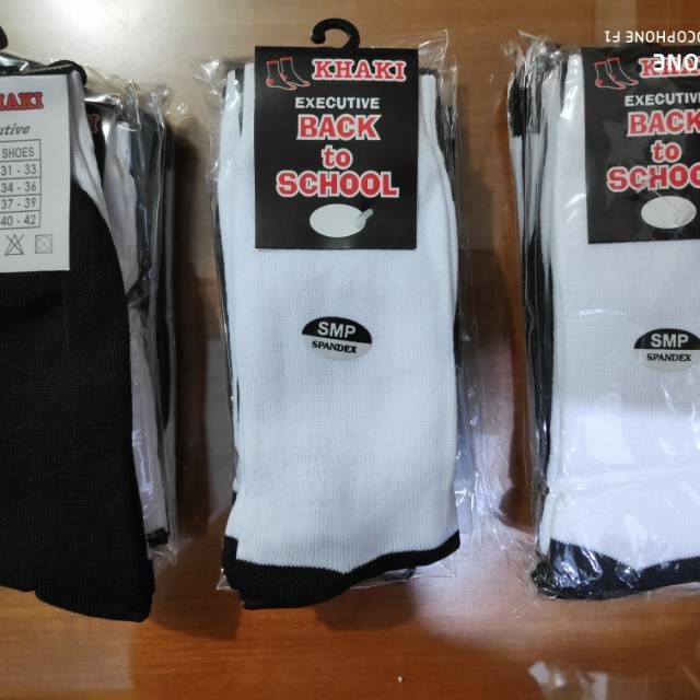 KAOS KAKI SEKOLAH SMP KHAKI, PUTIH TELAPAK HITAM, JUAL PER 1 PCS,