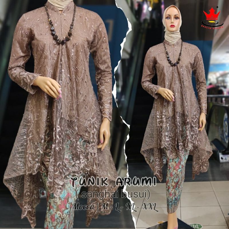 IndahKebaya | SETELAN KEBAYA SANGHAI BUSUI JUMBO / KEBAYA TILLE TUNIK /  BAJU MODERN RESLETING DEPAN