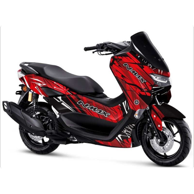 sticker decal full body variasi all new yamaha nmax motip abstrak gradasi warna merah hitam 002