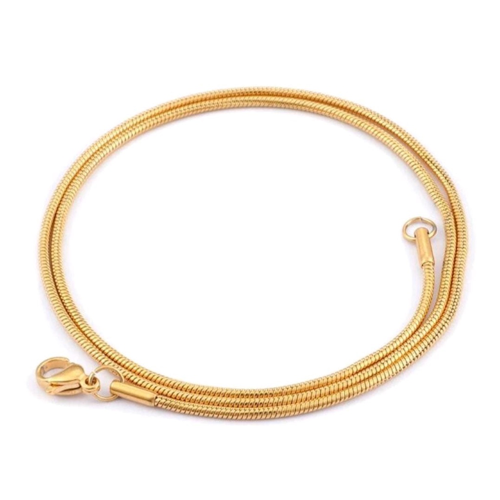 KALUNG TITANIUM PRIA DAN WANITA WARNA SILVER GOLD BLACK ANTI KARAT