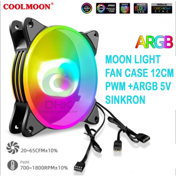 Fan moon light 12cm Sinkron ARGB PWM coolmoon  fan casing COOLMOON