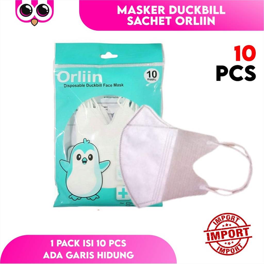 [ ORLIIN ]  DUCKBILL ORLIIN SACHET ISI 10 / MASKER DUCKBILL EARLOOP