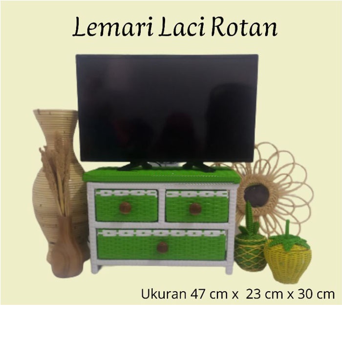 Rak Laci TV Rotan Sintetis / Rak Laci susun 3 / Rak Laci 3 in1 / Laci Rotan / Rak Laci