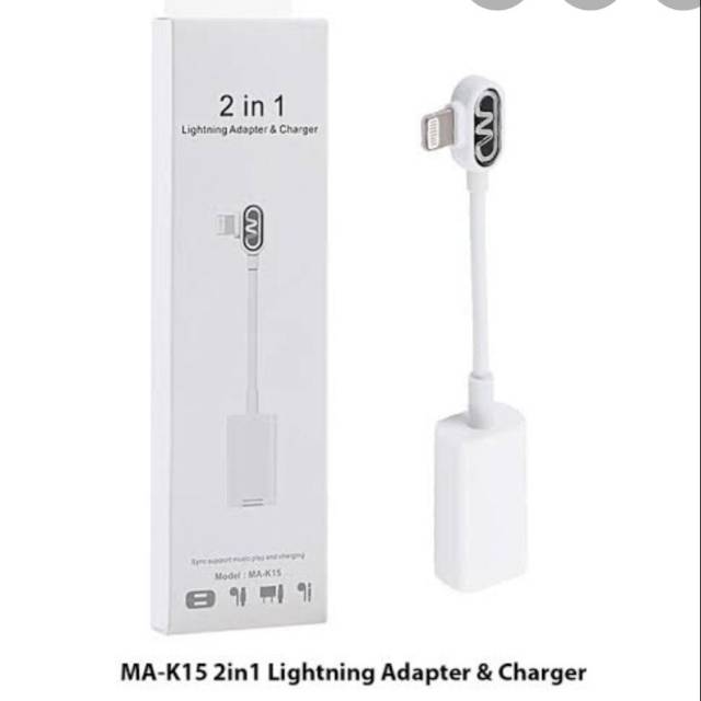 Cable Lightning MA-K15 Adaptor Charger Plus Music Kabel Lightning Charger + Musik 2in1