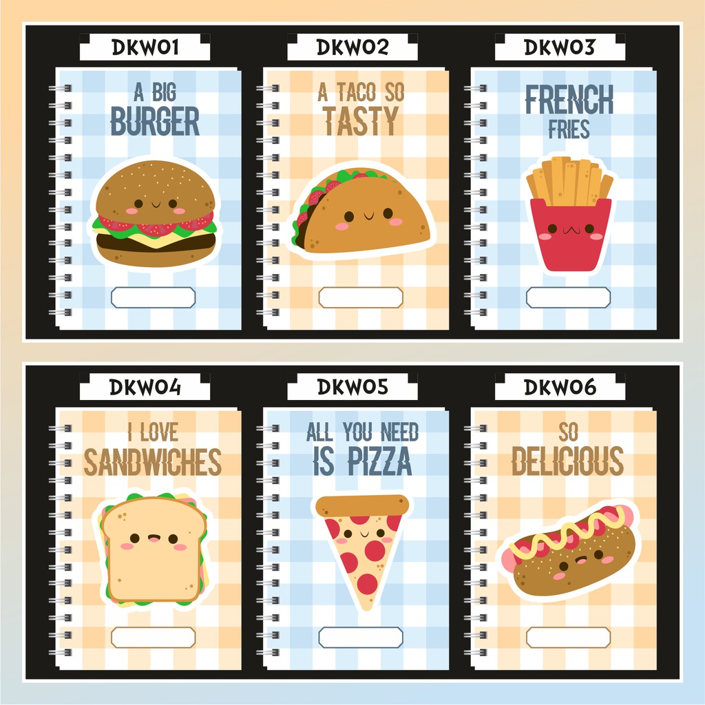

Notebook / Ring Note Cute Food Kawaii / Makanan Cepat Saji Lucu Unik Spiral A5 Murah