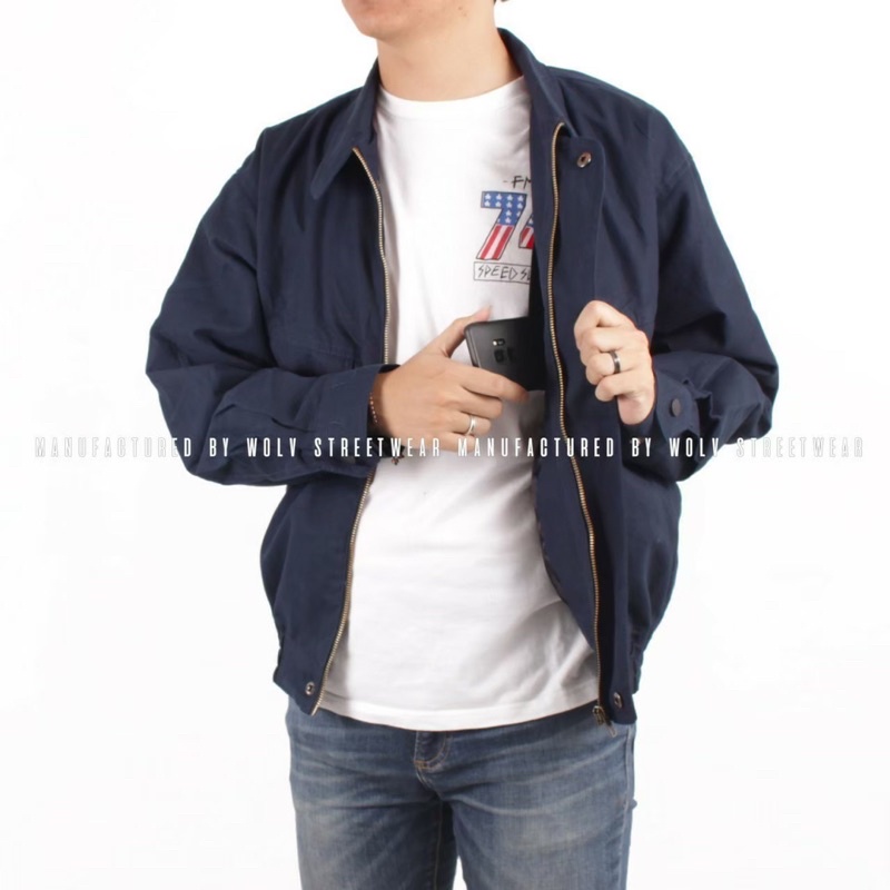 WOLV ORIGINAL Jaket Pilot Jaket Flight Jaket Vintage Jaket Bomber Biru Navy