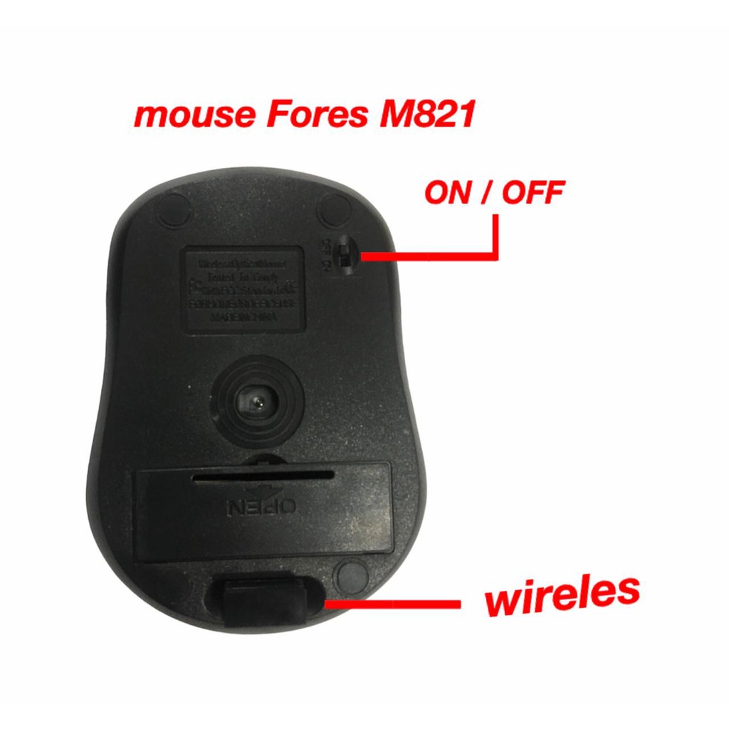 Mouse Wireless Fores M821 2.4GHz Optical 1600DPI dengan Receiver USB untuk PC Laptop Original